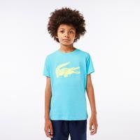 Lacoste Dziecięcy T-shirt tenisowy SPORT z dżerseju technicznego z dużym logo krokodylaNWI