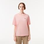 Lacoste Damski T-shirt z bawełny klasy premium z okrągłym dekoltem