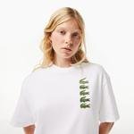 Lacoste Bawełniana koszulka Oversize Iconic Croc Print 