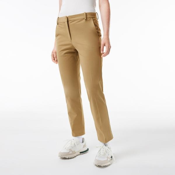 Damskie bawełniane spodnie Chinosy Lacoste Slim Fit Stretch