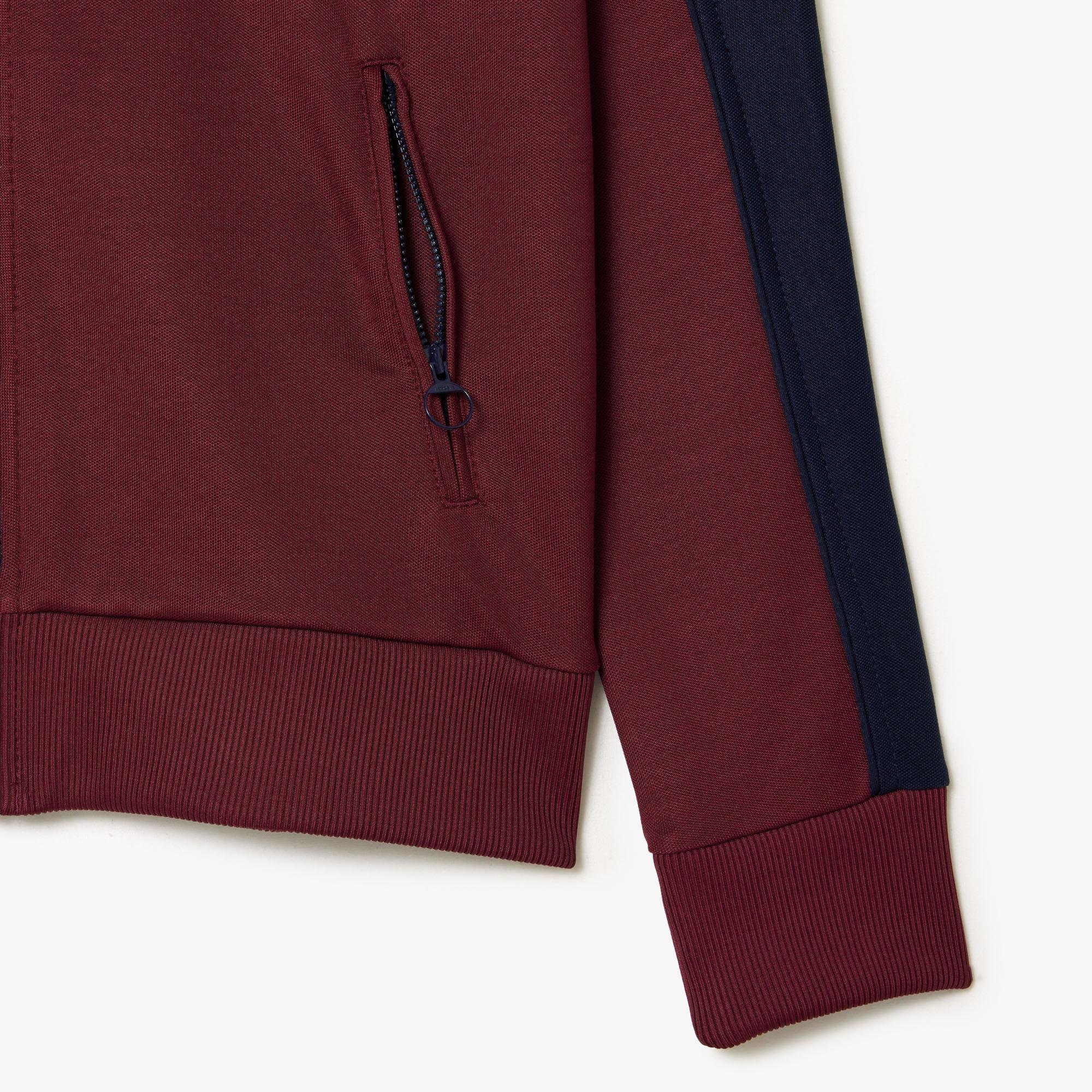 Lacoste kontrasztos cipzáras pamut piké pulóver