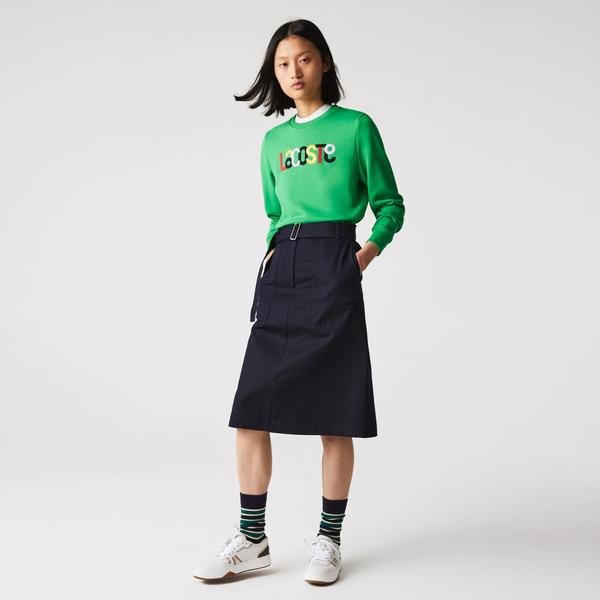 Lacoste Women’s High-Waisted Mid-Length Cotton Skirt