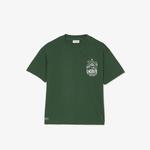 Kids Crew Neck Patterned Green T-Shirt