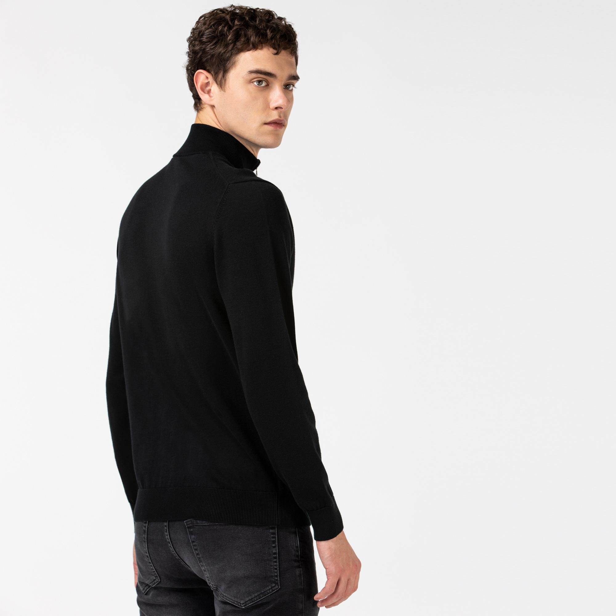 Lacoste pánsky sveter na zips z organickej bavlny so stojačikom