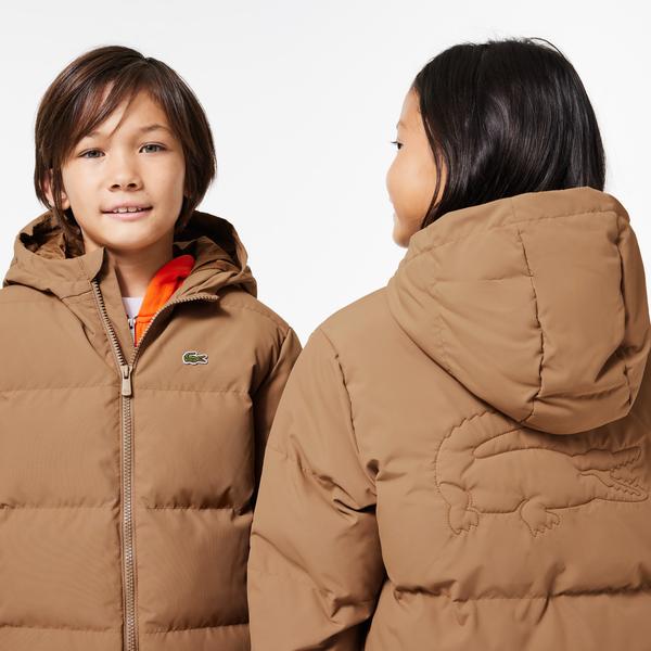 Children's quilted brown coat