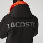 Lacoste Sport Erkek Suya Dayanıklı Baskılı  Kapüşonlu Siyah Mont