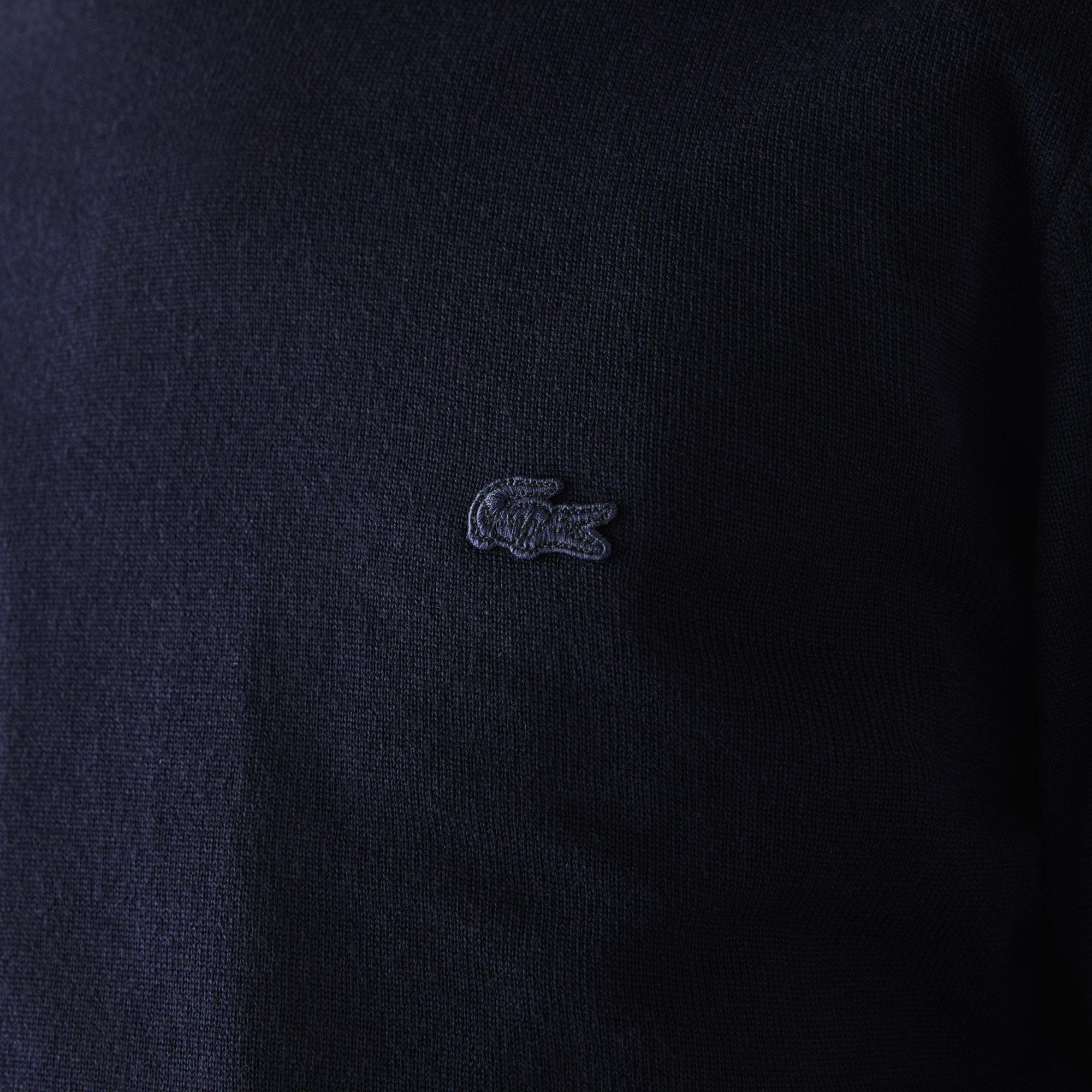 Lacoste Męski sweter z wełny merynosów z okrągłym dekoltem