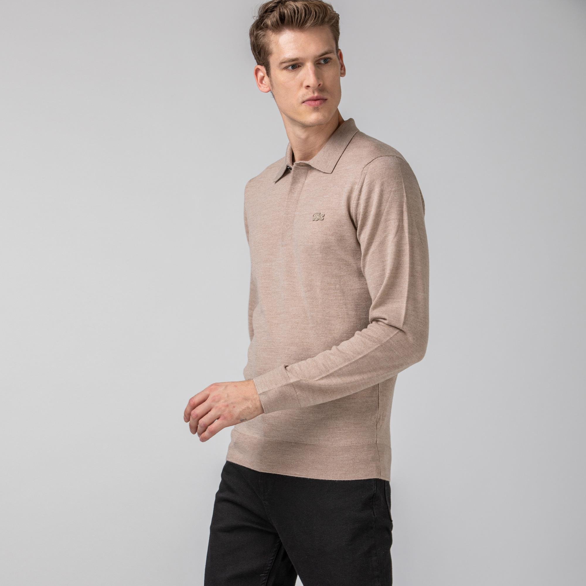 Lacoste Men's Polo Collar Merino Wool Sweater