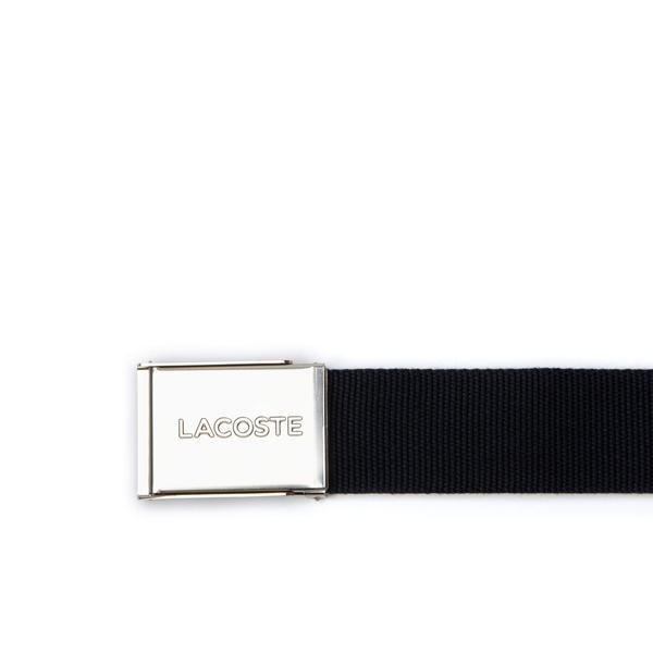 Lacoste pánsky francúzsky tkaný látkový opasok so gravírovanou sponou