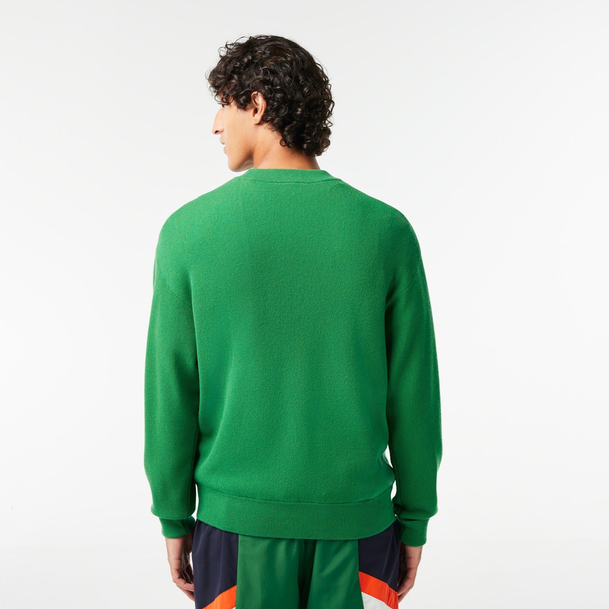 Lacoste Férfi Relaxed Fit kerek nyakú gyapjú pulóver
