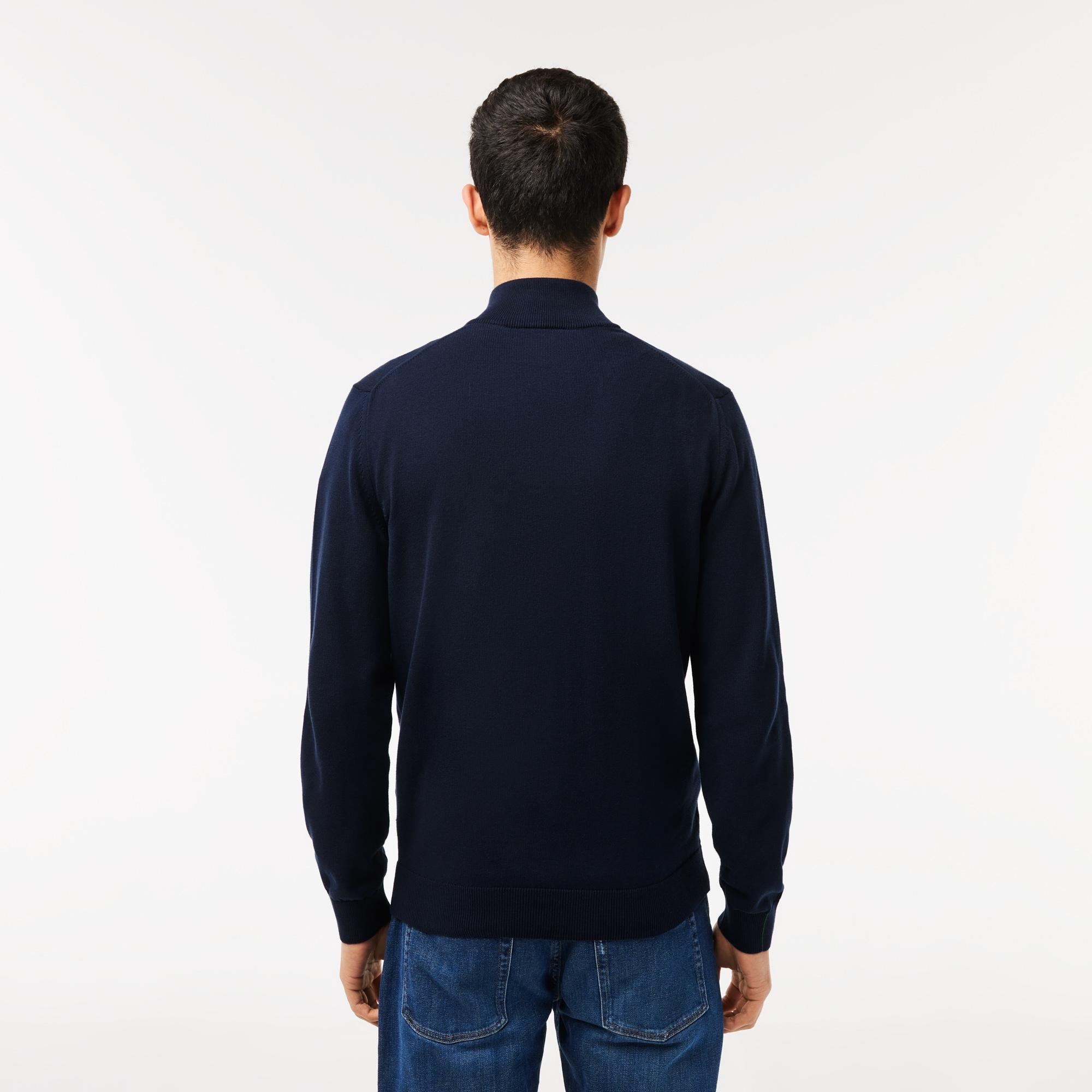Lacoste pánsky sveter na zips z organickej bavlny so stojačikom