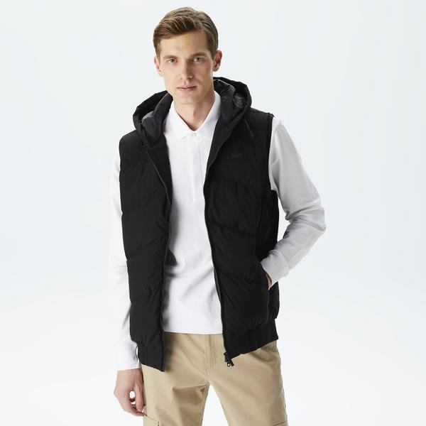 Men's Lacoste Slim Fit hooded waistcoat, quilted, black