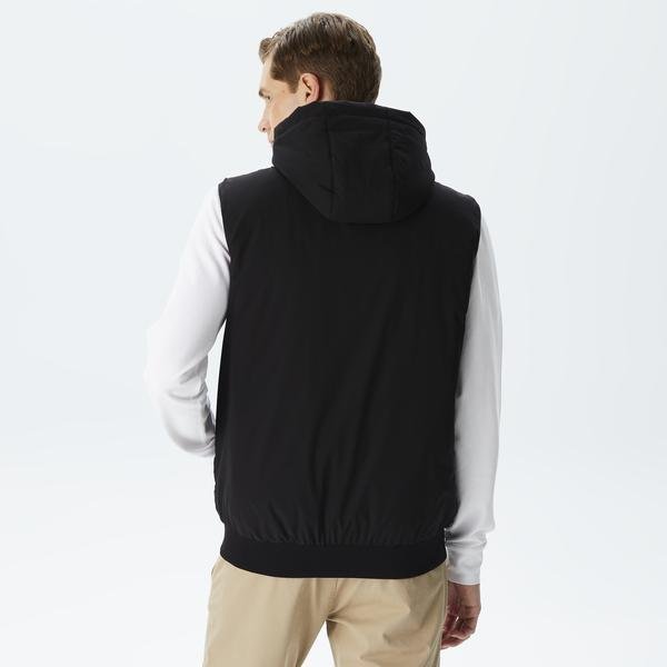 Men's Lacoste Slim Fit hooded waistcoat, quilted, black