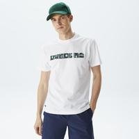 Men's Lacoste Relaxed Fit Crew Neck Printed White T-Shirt001