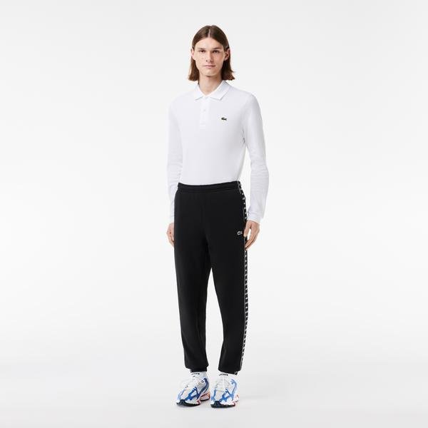 Lacoste men's tapered sweatpants with print in black