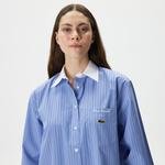 Lacoste Women's Regular Fit Contrast Collar Poplin Shirt