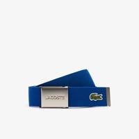 Lacoste Men's Made in France  Engraved Buckle Woven Fabric BeltN15