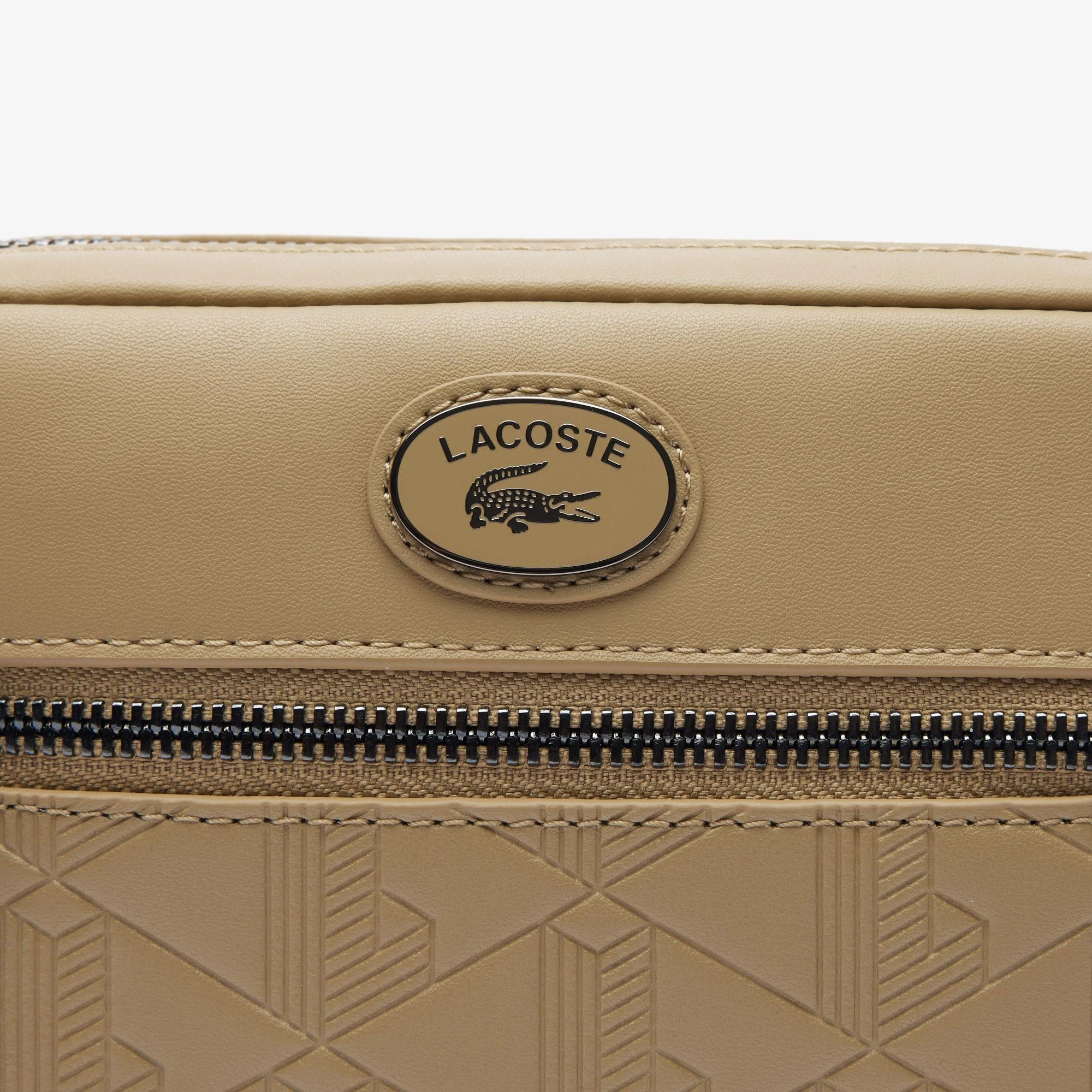 Lacoste Leather Monogram Print Shoulder Bag