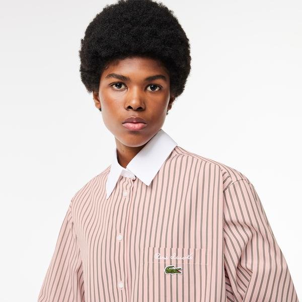 Lacoste Women's Regular Fit Contrast Collar Poplin Shirt
