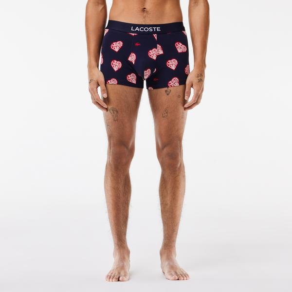 Lacoste Men's 3-Pack Contrast Branded Trunks