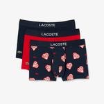 Lacoste 3 darabos kontrasztos márkajelzésű boxeralsó