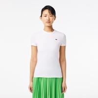 Women's Lacoste White T-Shirt with Pointed Neckline001