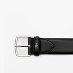 Lacoste Men's Smooth Leather Crocodile Accent Belt