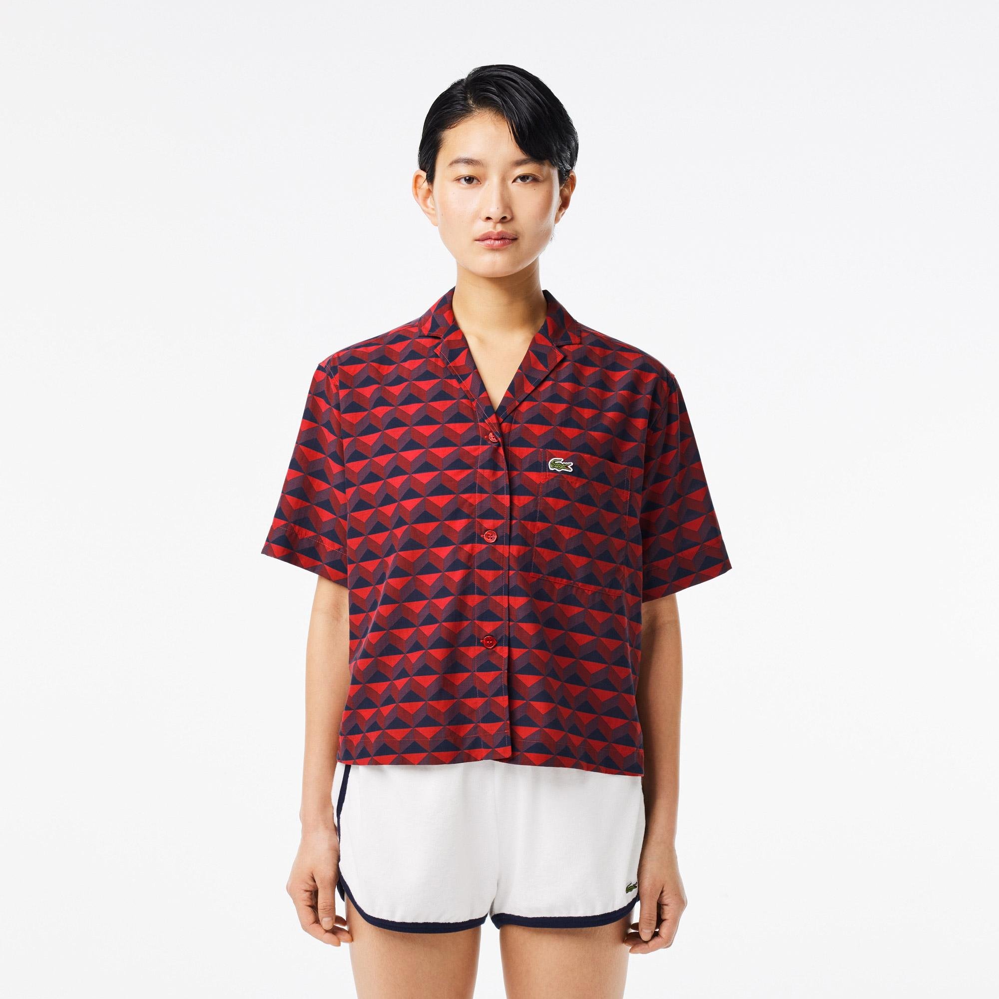 Lacoste Women's Oversized Short Sleeve Patterned Shirt