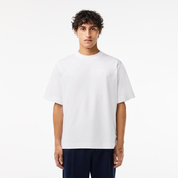 Lacoste Men's Loose Fit Heavy Cotton Lacoste Embroidery T-shirt