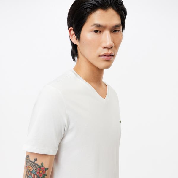 Lacoste Men's V-Neck Pima Cotton Jersey T-Shirt